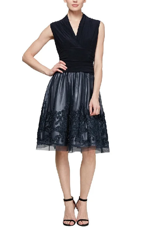 End Of Season Sale Jersey Bodice Party Dress with an Embroidered  Tulle Skirt