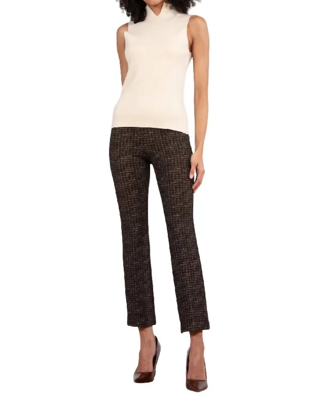 Disco - Inspired Retro Dance Look Glitz Crop Flare Pant In Brown Multi Boucle