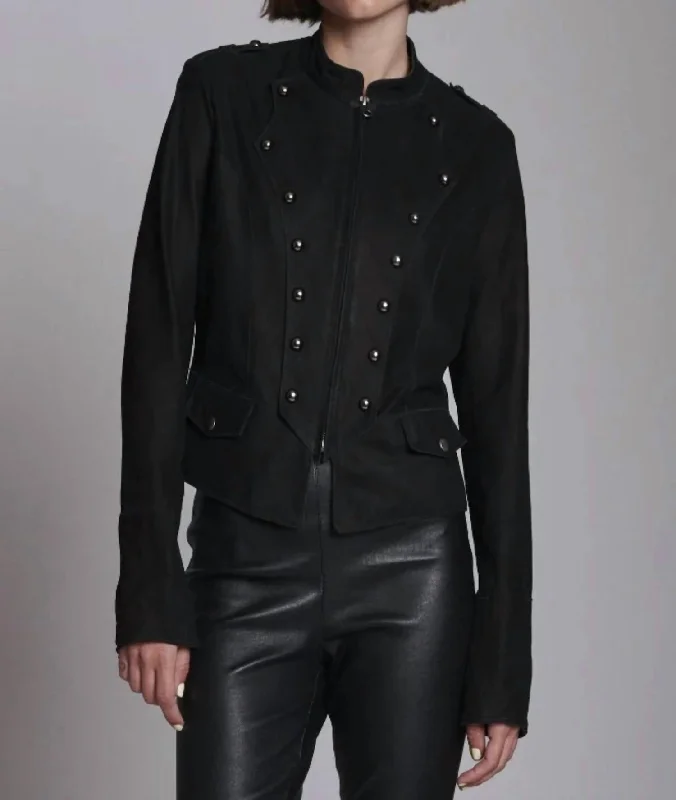 Wardrobe Essentials Natasha Nubuck Suede Jacket In Black