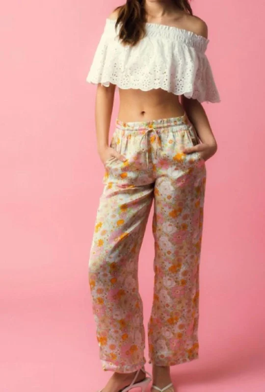 First Order Discount Floral Silky Pants In Multi