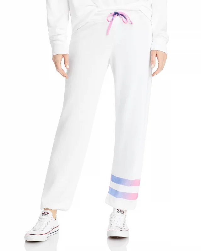 Sustainable Fashion Extravaganza Ombré Stripe Sweatpants In White Ombré Pink Stripe