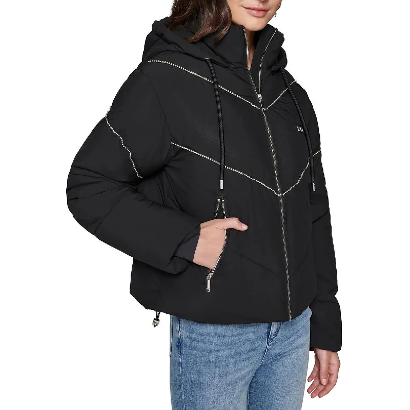 Chic Urban Fashion Look Womens Embellished Quilted Puffer Jacket