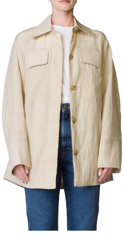 End Of Season Clearance Padded Shirt Jacket In Pale Fawn