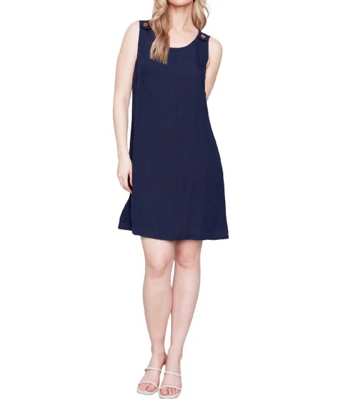 Elegant Style A-Line Dress In Navy