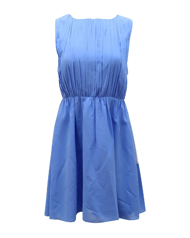 Sustainable Fashion Extravaganza Alice + Olivia Jena Open-Back Dress in Blue Polyester