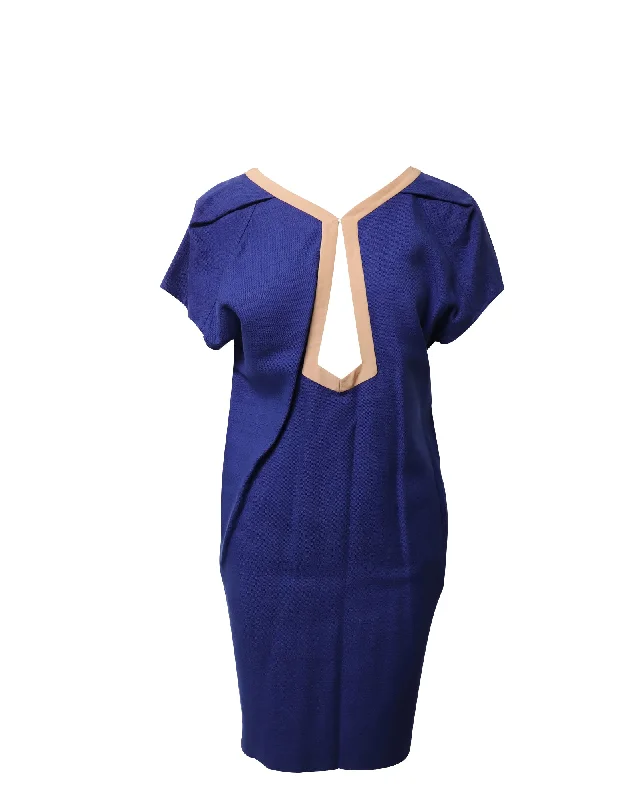 Fashion Forward Balenciaga Cut Out Dress in Blue Rayon