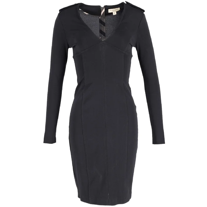 Hot Trends Burberry Dress with Epaulette in Black Acetate