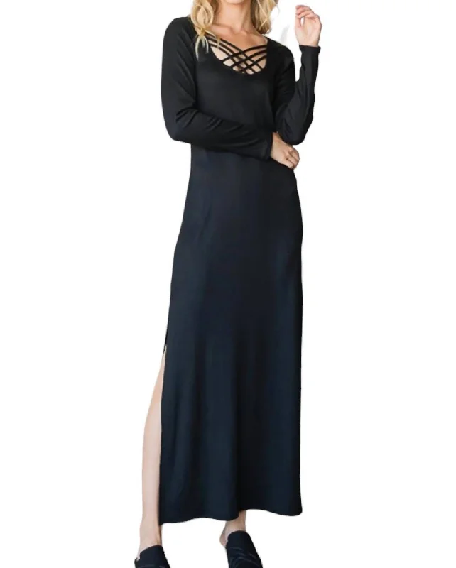 Contemporary Elegance Cagged Up Dress In Black