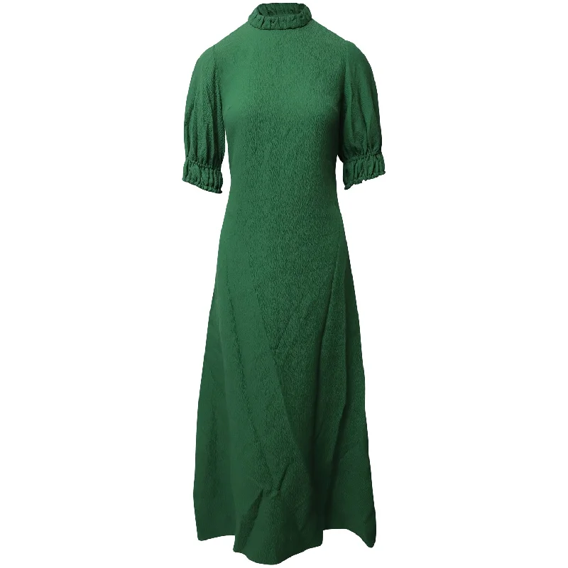 Style Redefined Emilia Wickstead Mimi Cut-Out Cloqué Dress in Green Viscose