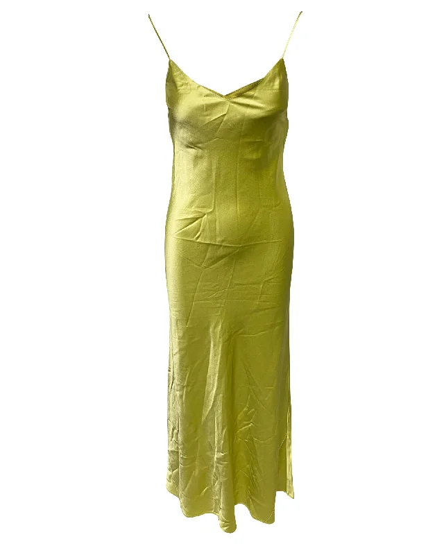 Casual Chic Galvan London V-neck Slip Dress in Green Triacetate