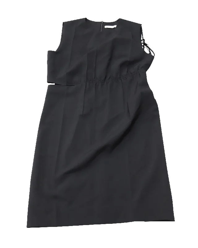 Hurry Before It's Gone Helmut Lang Slash Shift Dress in Black Polyester