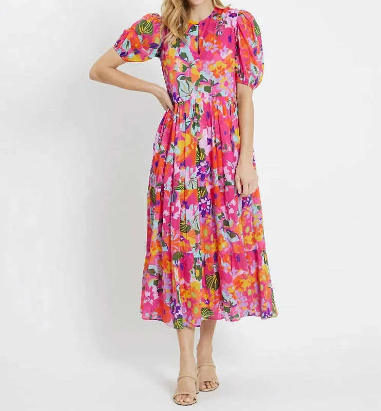 Seasonal Sale Jordana Dress In Grand Garden Spring Pink