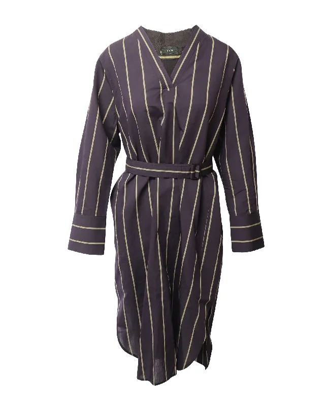 Exquisite Women's Wear Sale Joseph Janis Striped Robe Dress in Brown Cotton