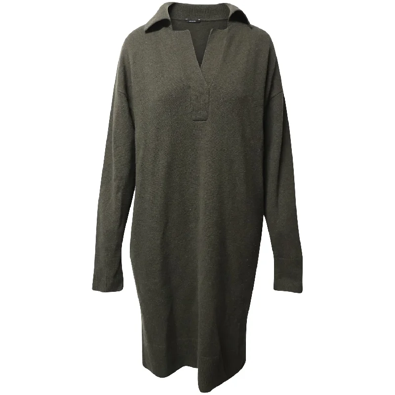 Stylish Basics Joseph Oversized Knit Dress in Dark Green Wool