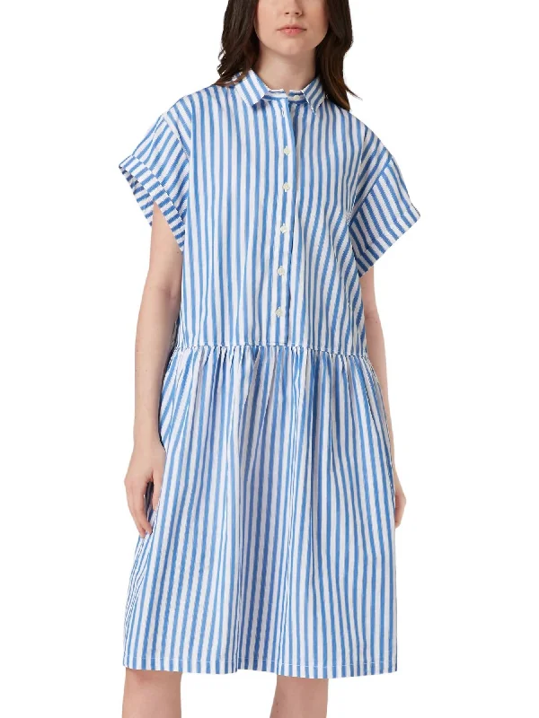 Elevate Your Wardrobe Leonie Dress In Blue Stripes