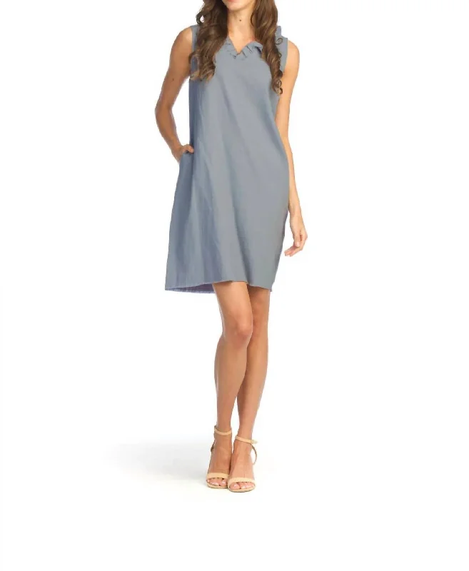 Vibrant Femme Fashion Lucia Tencel Shift Dress In Light Blue