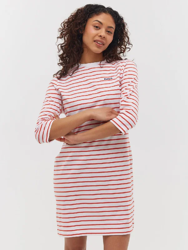 Alluring Design Mab Striped 3/4 Sleeve Dress