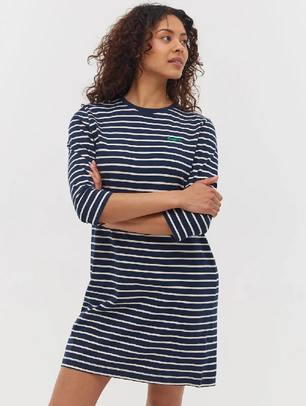 Sophisticated Cut Mab Striped 3/4 Sleeve Dress