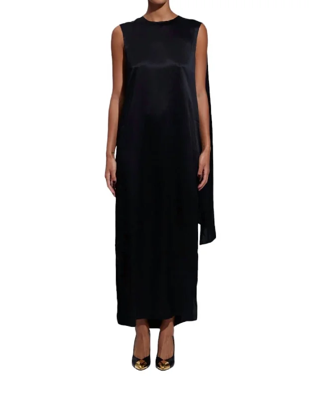 Daily Essentials Matty Maxi Cape Dress In Black