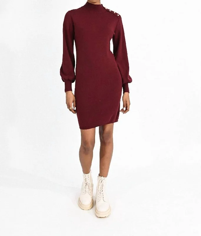 Fashion For Every Occasion Merlot Fitted Knit Dress In Red