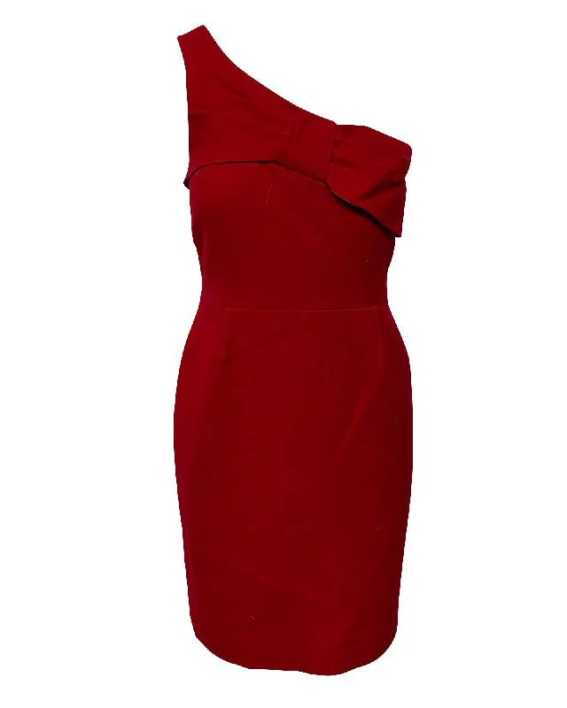 Trendy New Clothes Paul & Joe One Shoulder Bow Dress in Red Wool