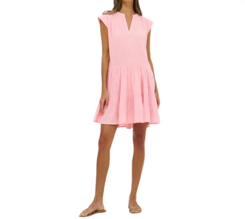 Fashion-Forward Roll Sleeve Dress In Pink