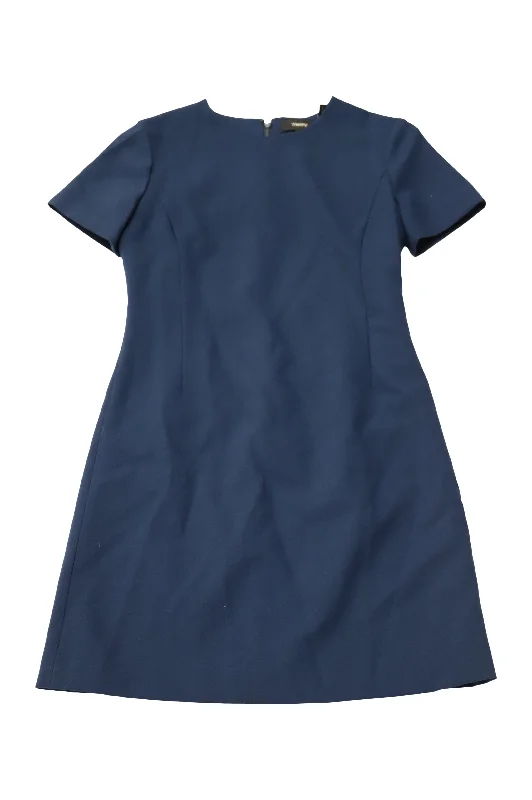 Inspired By You, Designed For You Theory Jatin Sheath Dress in Blue Stretch Wool