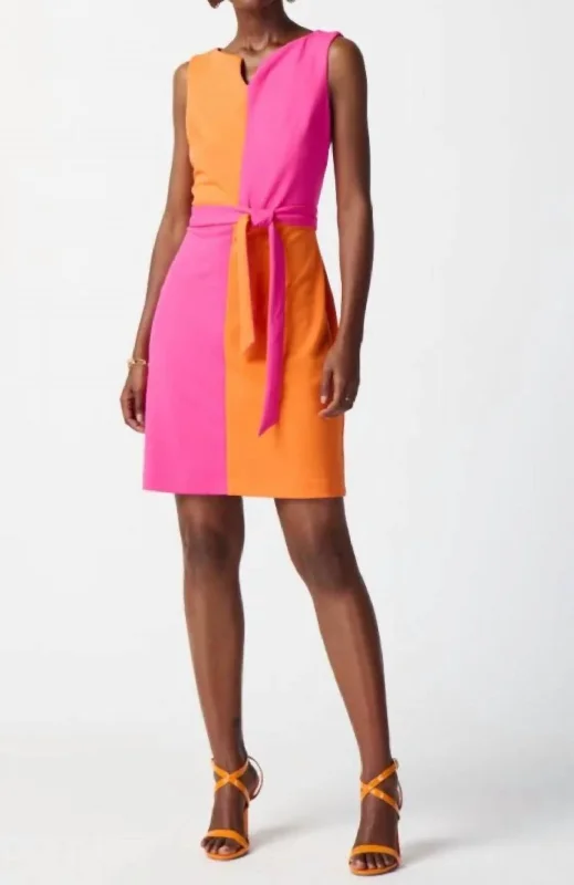 Special Occasion Wear This Playful And Sophisticated Shift Dress In Pink/manderin