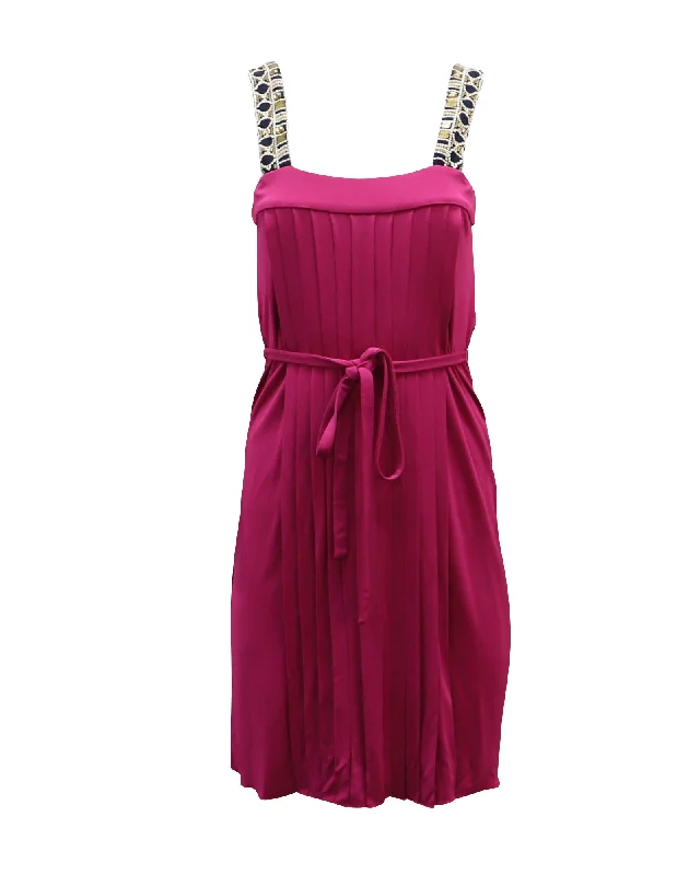 Best Seller Tory Burch Beaded Strap Dress in Pink Viscose