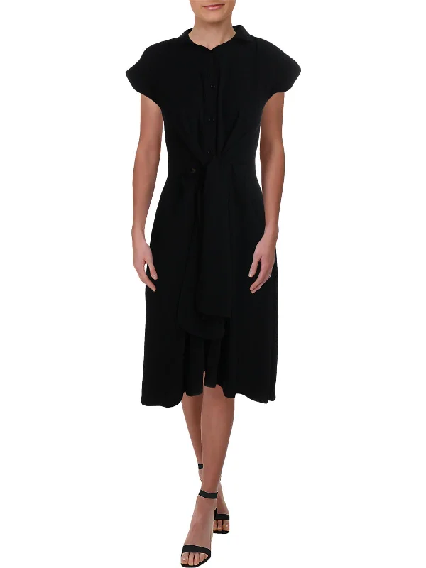 Day-To-Night Styles Womens Pleated Knee-Length Shirtdress