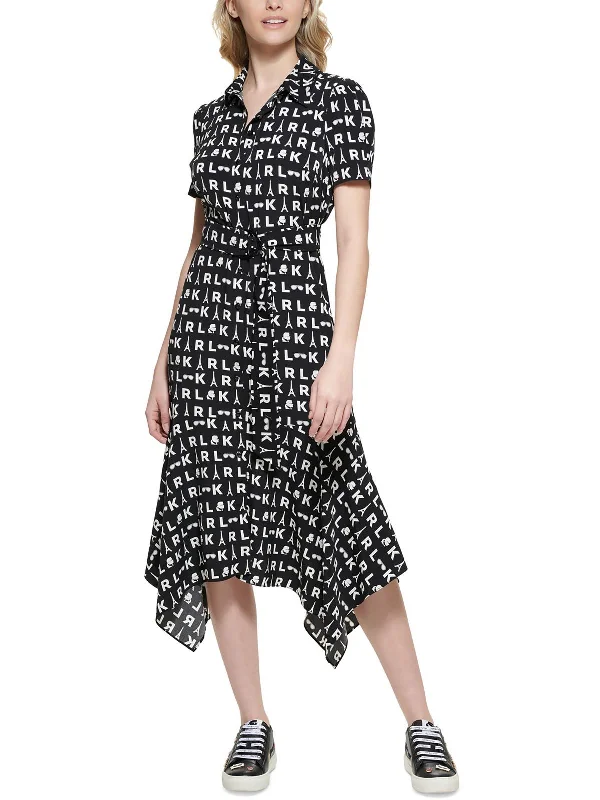 Embrace New Fashion Womens Printed Midi Shirtdress