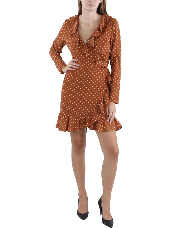 Versatile Outfits Womens Ruffled Mini Wrap Dress